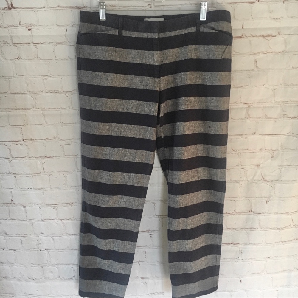 GAP slim & cropped navy blue chambray stripe pants